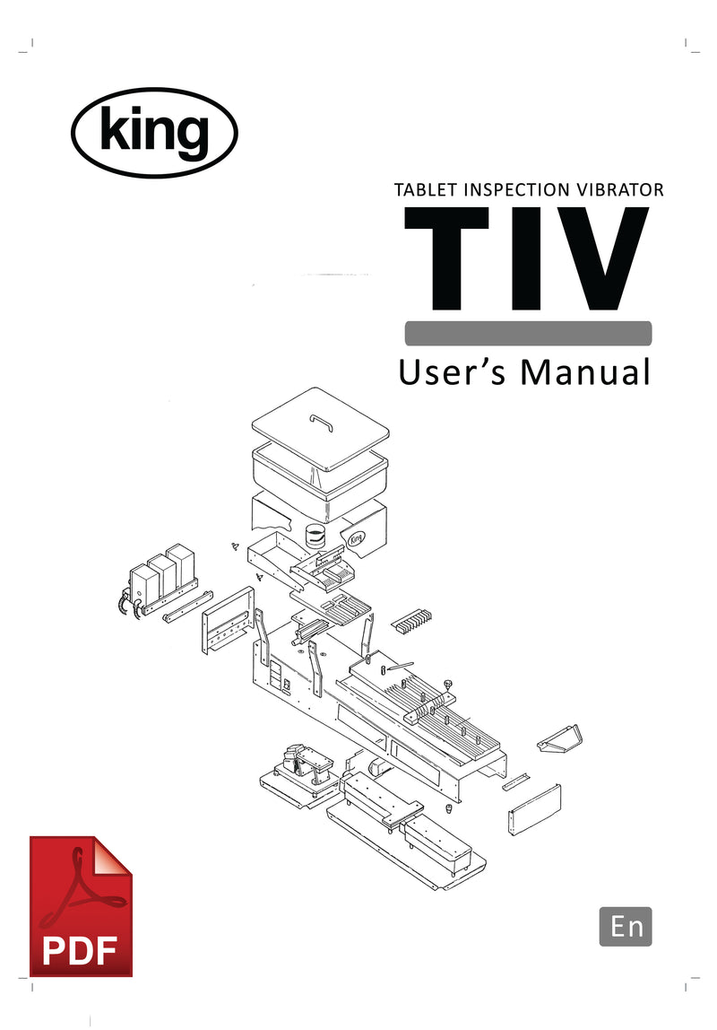 King TIV Tablet Inspection Vibrator User Instructions and Servicing Manual